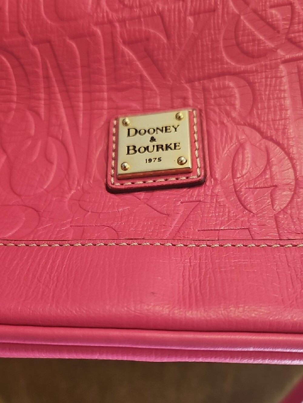 Dooney & Bourke Dark Pink Embossed Dome Satchel with Detachable Strap - Picture 2 of 16